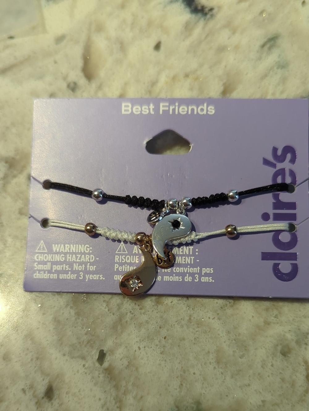 Claire's Best Friends Yin-Yang Charm Bracelet Set - Black & White